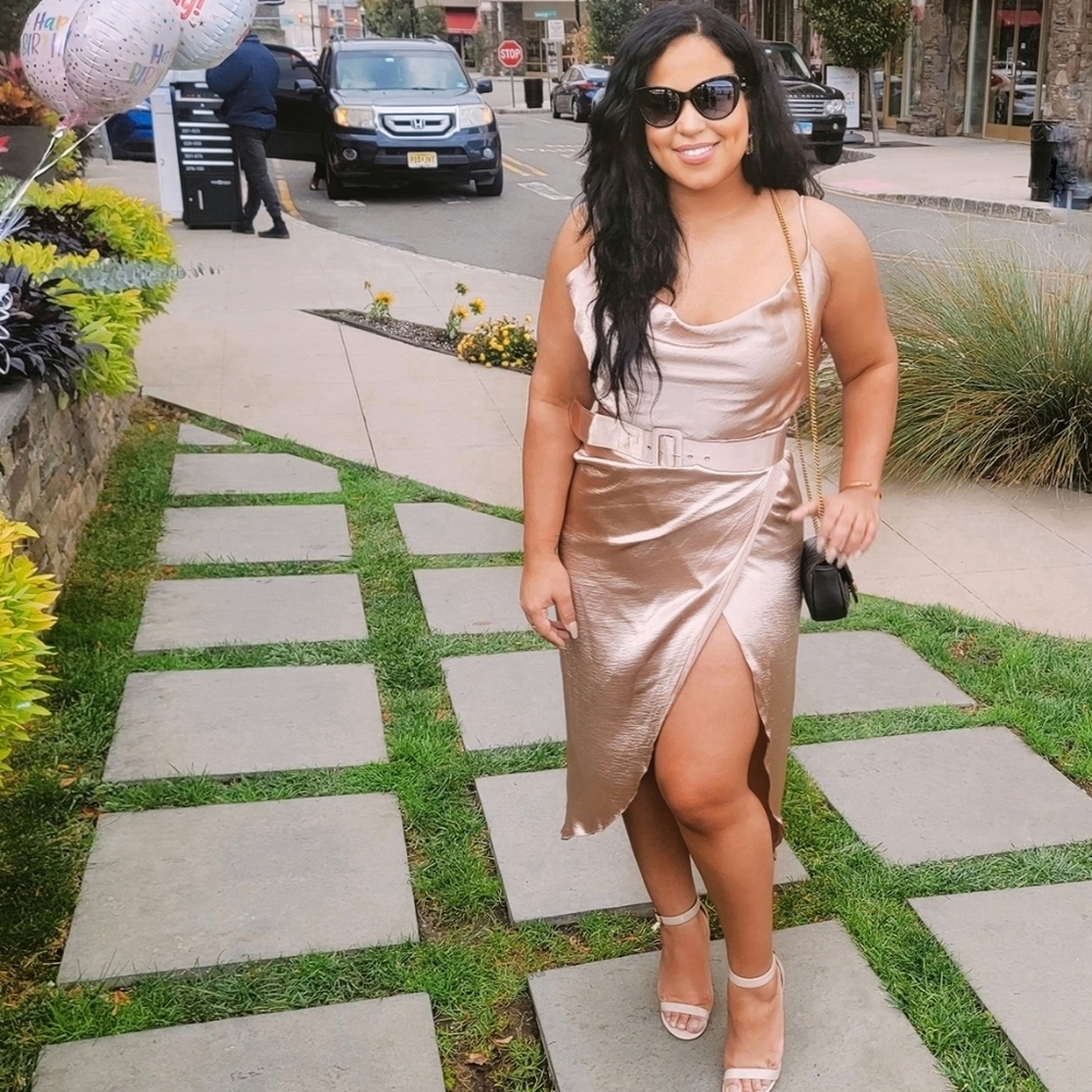 Asos Champagne Gold Dress with belt